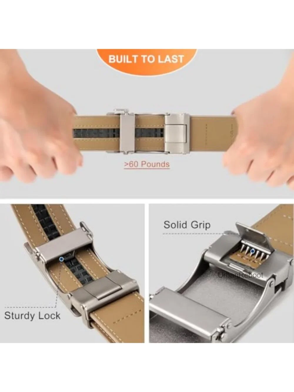 Men's Suede Leather Ratchet Belt Micro-Adjustable